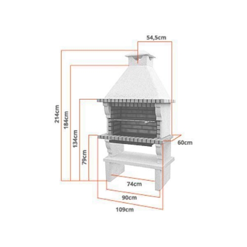 Image sur Barbecue en brique avec gril 70 cm CS109-70