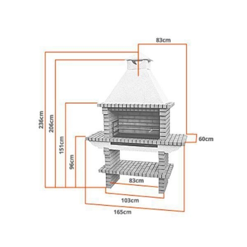 Image sur Barbecue en brique/pierre, gril 80 cm CS116-80