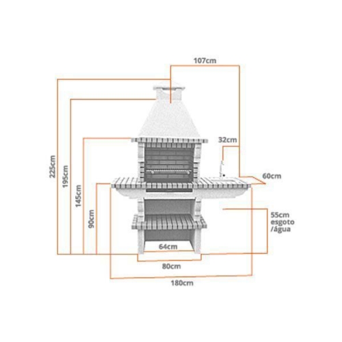 Image sur Barbecue en brique avec gril 60 et évier CS118-60