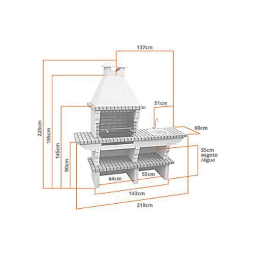 Image sur Barbecue en brique, Gril 60 cm, Évier CS121-60