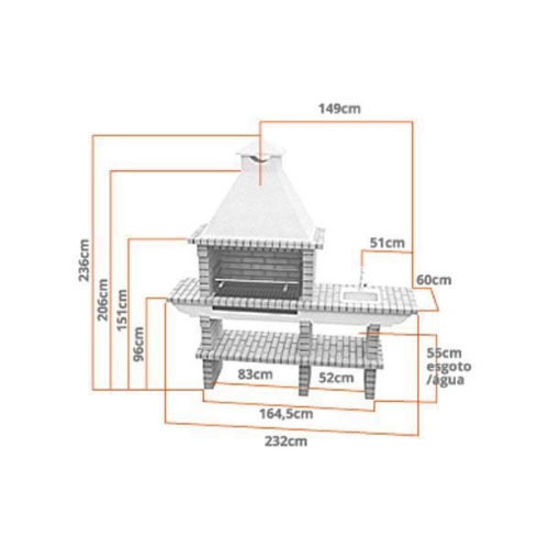 Image sur Barbecue en brique, gril XL 80cm et évier CS139-80