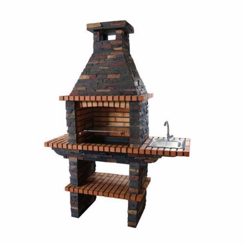 Image sur Barbecue fixe effet pierre avec évier et gril 60 cm – CS205-60