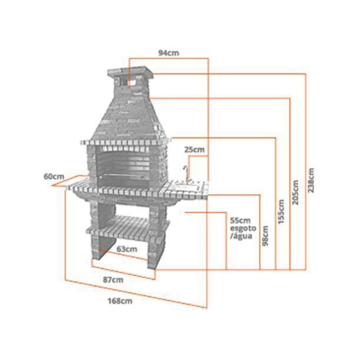 Image sur Barbecue fixe effet pierre avec évier et gril 60 cm – CS205-60