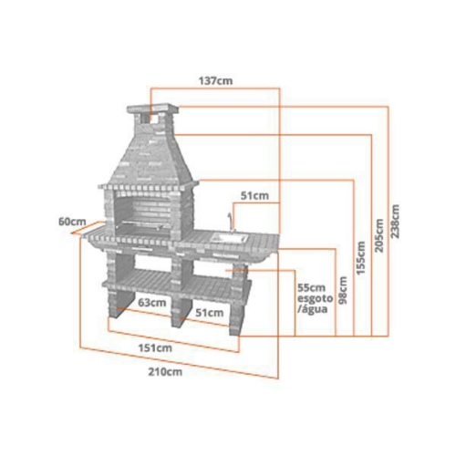 Image sur Barbecue en Pierre, Gril 60 cm et Évier CS207-60