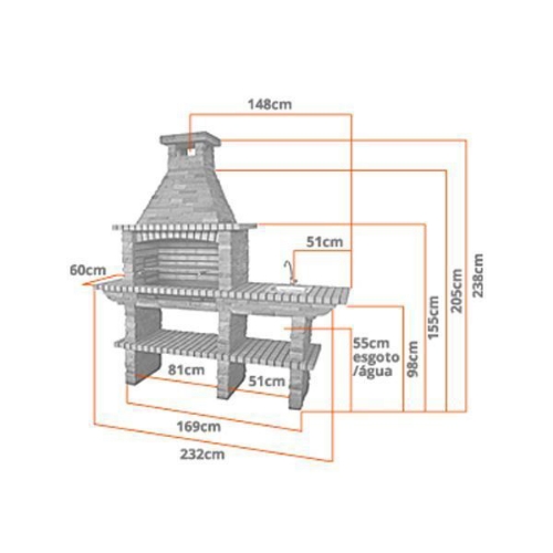 Image sur Barbecue en Pierre, Gril XL 80 cm et Évier CS208-80