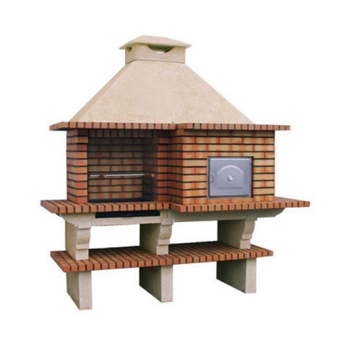 Image sur Cuisine extérieure CS124 – Barbecue 60×40 + Four à bois / four à pizza Ø 75 cm (charbon & bois)