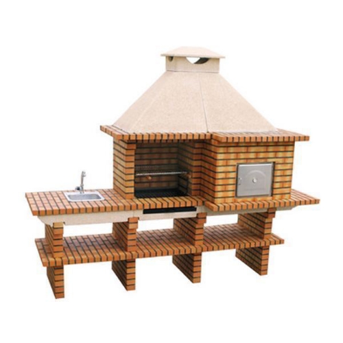 Image sur Cuisine extérieure barbecue & four à bois avec évier CS145-75-60