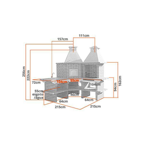 Image sur Cuisine extérieure d'angle, four à pizza, évier, grill CS150-L