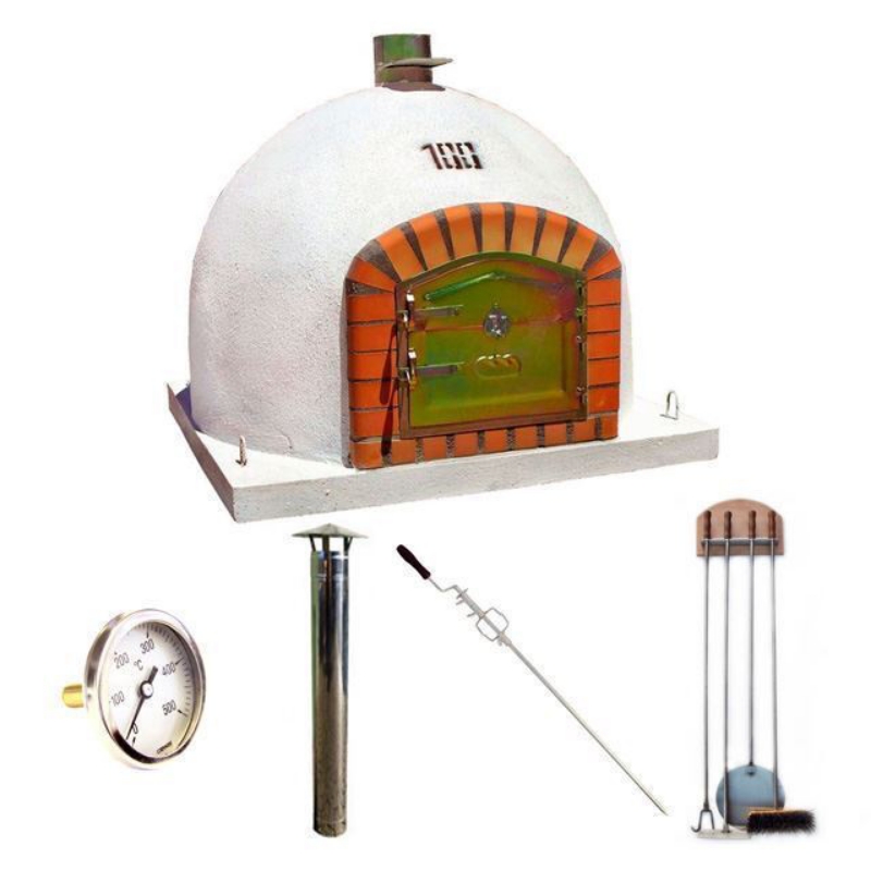 Image sur Four à bois 100 cm avec accessoires inox – Pack complet