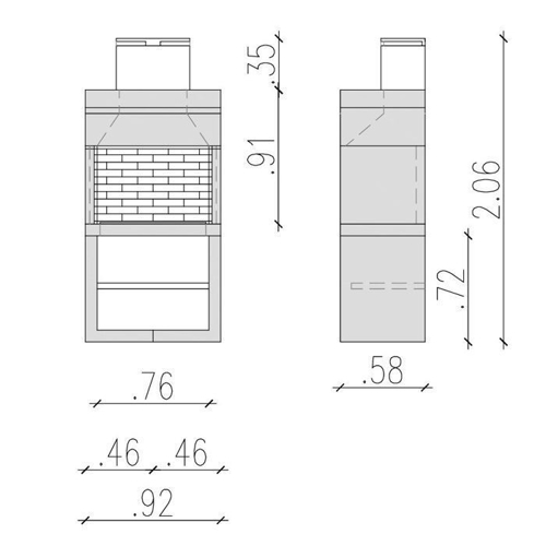 Barbecue modulaire moderne avec grill 70cm et cheminée NOIR