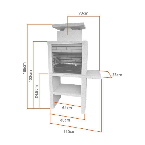 Image sur Barbecue en pierre , plan de travail, gril 60 cm