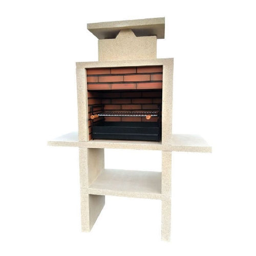 Image sur Barbecue fixe en pierre et brique, 2 plan de travail, gril 60 cm