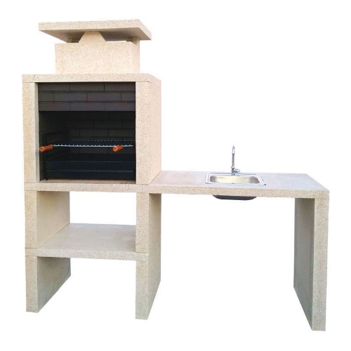 Barbecue jardin avec évier inox et plan de travail pour cuisine extérieure