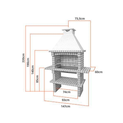 Image sur Barbecue en brique avec gril encastrée 60 CS110-60