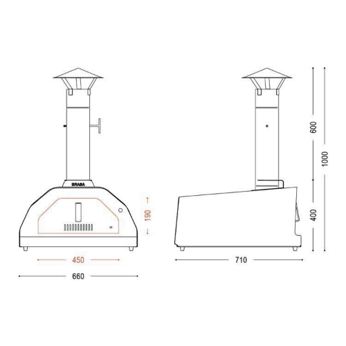 Image sur Four à Pizza au Feu de Bois Brasa Noir | Inox & Portable
