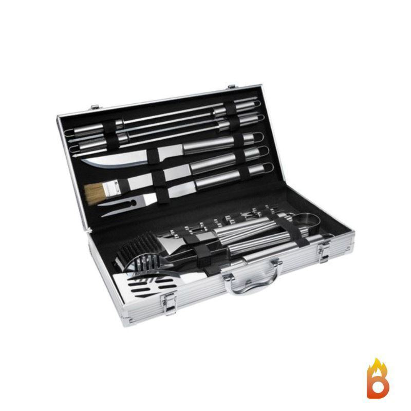 Image sur Mallette 18 Pcs ustensiles barbecue INOX