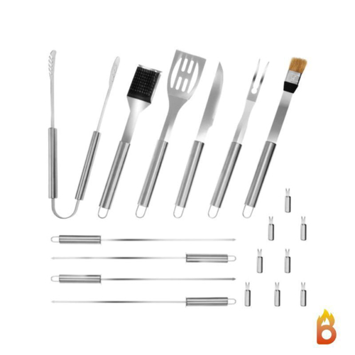 Kit 5 Ustensiles Barbecue Acier Inoxydable Malette ROSTER