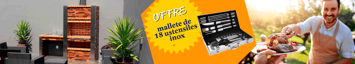 avec tous les barbecues en brique ou en pierre, nous vous offrons la mallette de 18 outils pour barbecue