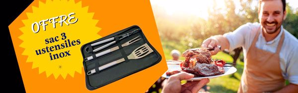 avec ce BBQ INOX PREMIUM nous vous offrons un lot de 3 ustensiles BBQ