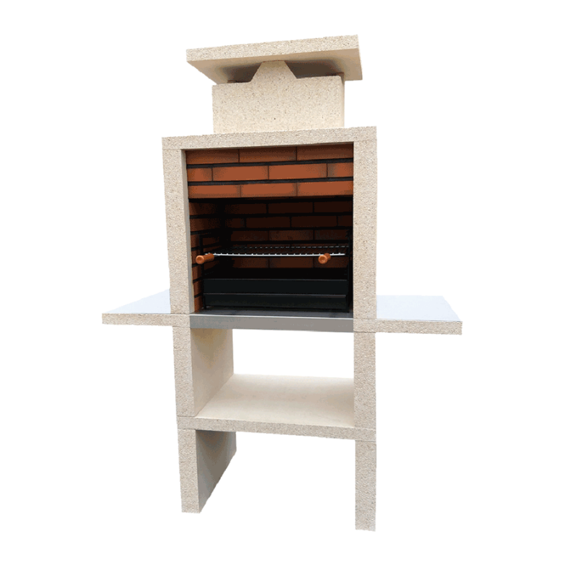 Image sur Barbecue fixe pierre, 2 plan de travail d'inox, gril 60 cm