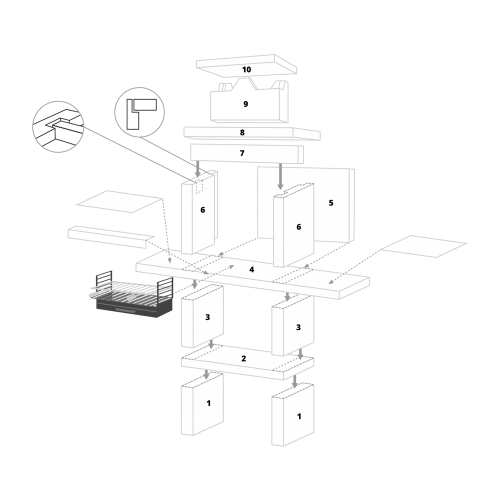 Image sur Barbecue fixe pierre, 2 plan de travail d'inox, gril 60 cm