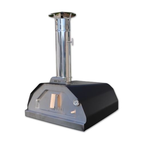 Four à pizza au bois Brasa Noir en acier inoxydable finition noire