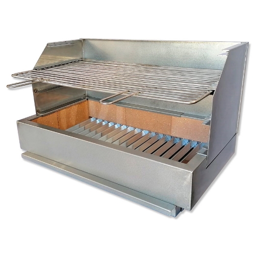 Barbecue à poser en inox 80 cm Premium pour extérieur avec grande grille et intérieur réfractaire