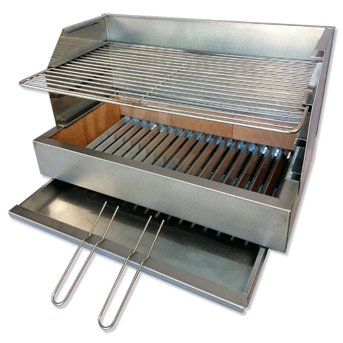 Barbecue à poser en inox 80 cm avec tiroir à cendres et grille en acier inoxydable