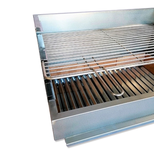 Détail de la grille du barbecue à poser en inox 80 cm Premium