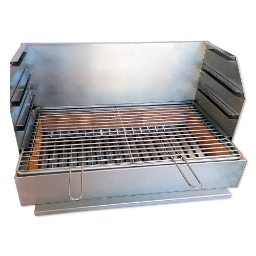 Vue intérieure du barbecue à poser en inox 80 cm avec céramique réfractaire