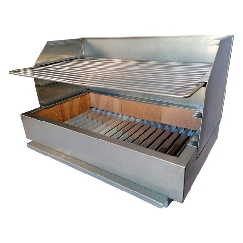 Vue latérale du barbecue à poser en inox 80 cm Premium pour usage extérieur