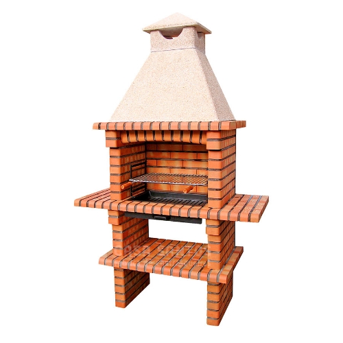 Barbecue en brique avec gril encastré et cheminée