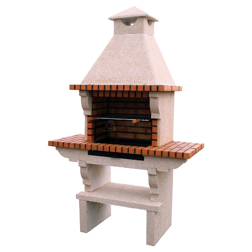 Image sur Barbecue en brique et pierre avec cheminée, CS103 Gril 60 cm