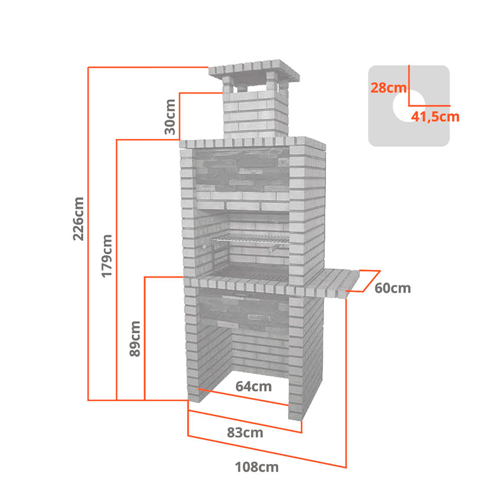 Image sur Barbecue fixe en pierre et briques réfractaires 302