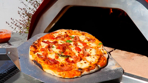 Image sur Four a pizza à bois BRASA rouge avec chariot