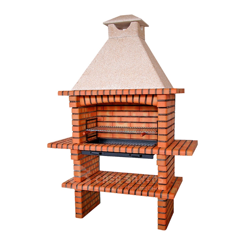 Barbecue en brique réfractaire CS110-80 avec plan de travail latéral et étagère inférieure