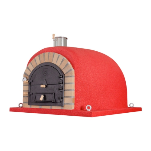 Four à bois REAL 120 cm rouge – four à pizza extérieur en argile réfractaire