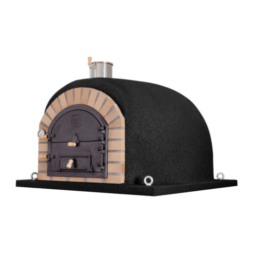 Four à bois REAL 120 cm noir – four à pizza extérieur grande capacité en argile réfractaire
