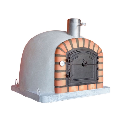 Four à bois 100 cm entièrement isolé vu de côté, conception robuste pour cuisson extérieure au feu de bois