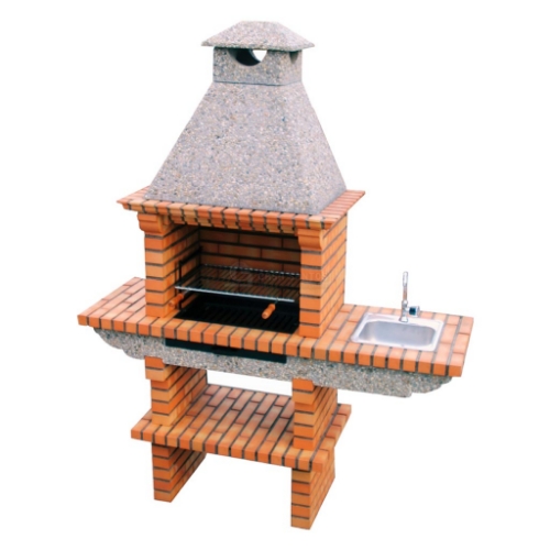 Barbecue fixe extérieur en brique avec grill 60 cm, évier et robinet en inox, modèle CS120-60