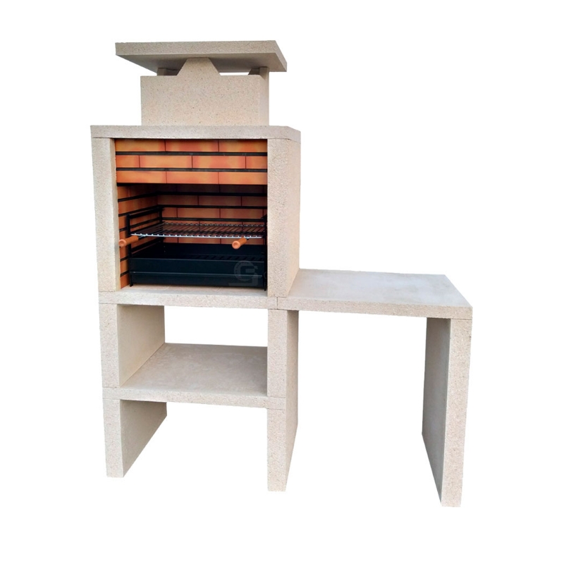 Barbecue en pierre avec plan de travail réversible grill 60 cm pour jardin et terrasse