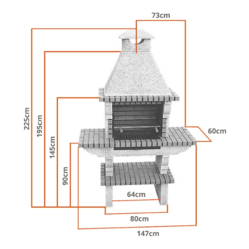 Image sur Barbecue en brique avec cheminée - Grille inox optionnelle CH111