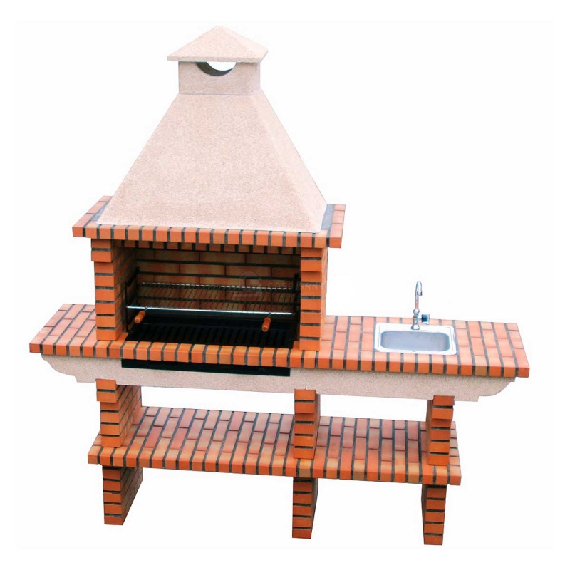 Barbecue en brique CS139-80 avec grill 80 cm et évier inox – cuisine extérieure en pierre XL