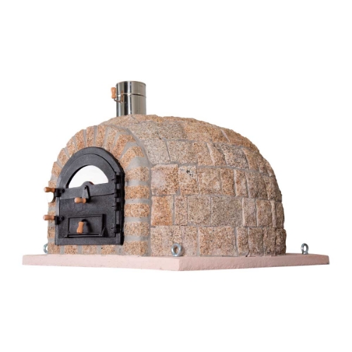 Four à bois en granit naturel 110 cm pour pain et pizza – four à bois extérieur isolé