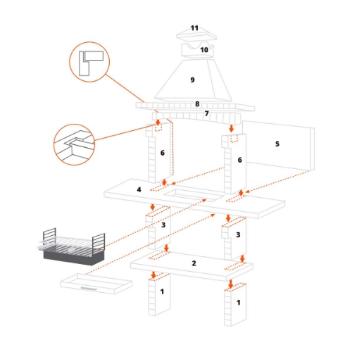 Image sur Barbecue en brique avec gril encastrée 60 CS110-60