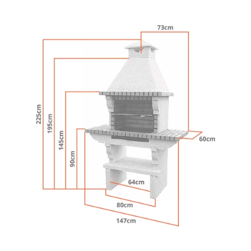 Dimensions barbecue fixe 60 cm avec cheminée
