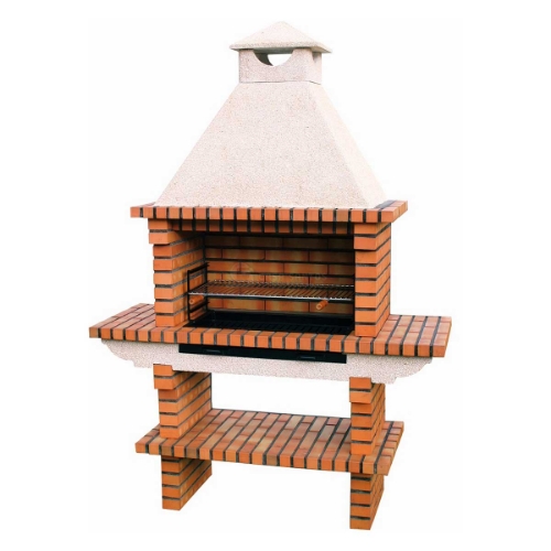 Barbecue en brique et pierre avec cheminée et plan de travail