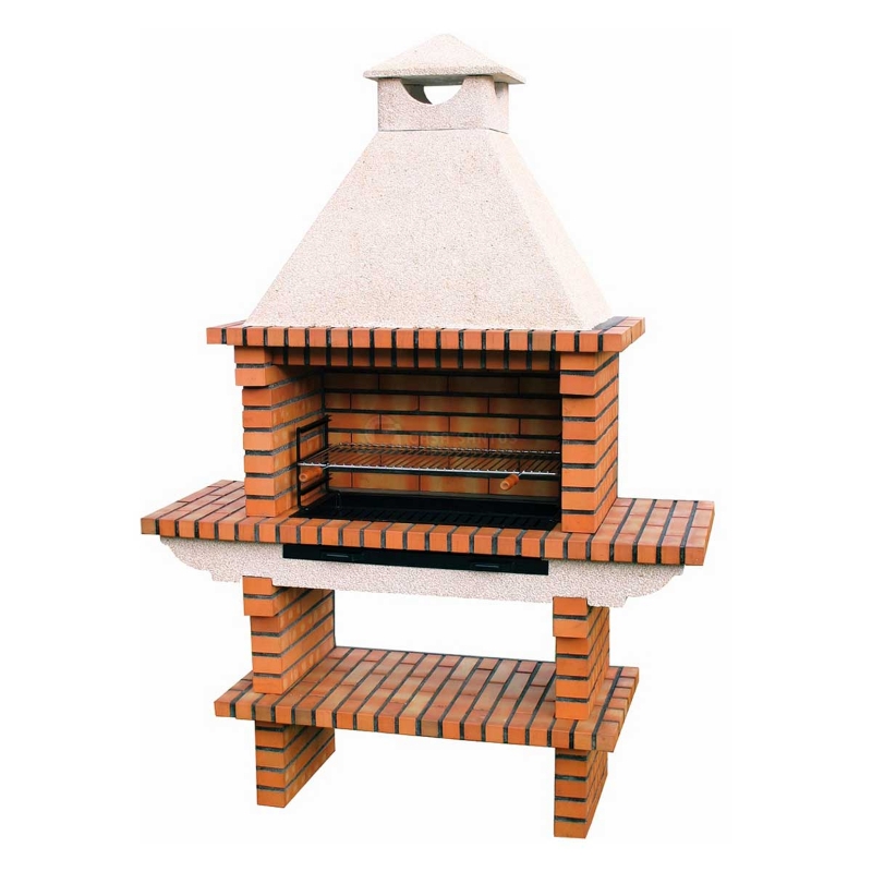 Barbecue en brique et pierre avec cheminée et plan de travail