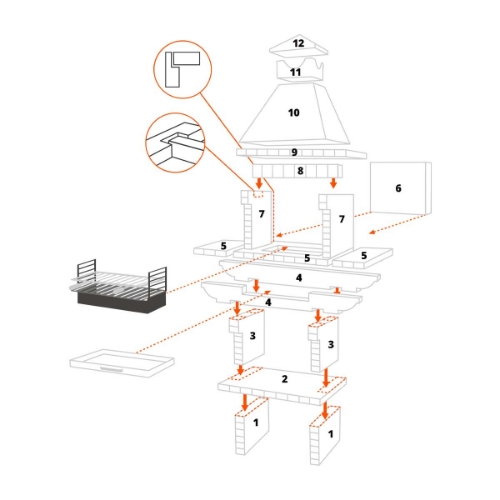 Schéma de montage du barbecue CS116-80