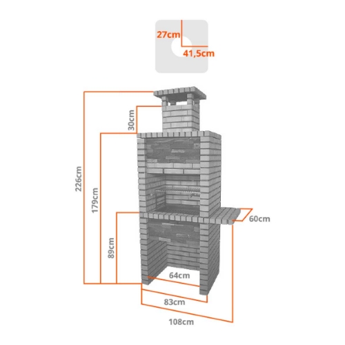 Image sur Barbecue fixe en pierre et briques réfractaires CS302